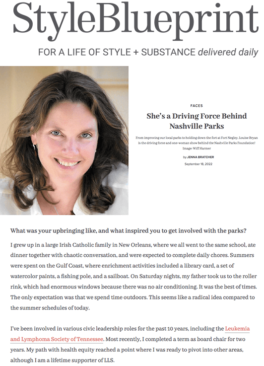 Nashville Parks Foundation in the Media - StyleBlueprint Nashville Parks Foundation in the Media - StyleBlueprint